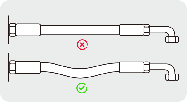 Due to the high pressure state, the length of the hose may vary from+2% to -4%, providing sufficient relaxation space for expansion and contraction.